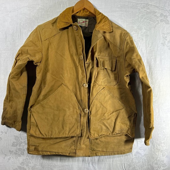 Brush Master Duck Hunting Coat Tan Custom Made Water Repelllent Corduroy Collar - Picture 1 of 14